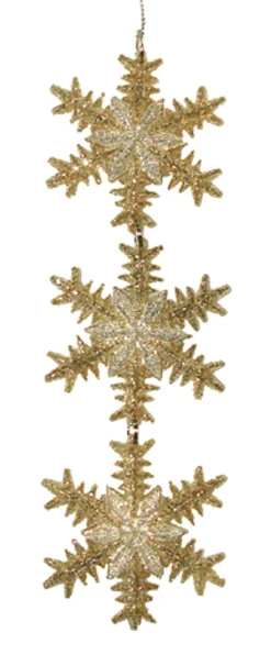 6.75" Gold and Silver Glittered Snowflake Trio Christmas Ornament