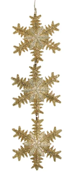 6.75" Gold and Silver Glittered Snowflake Trio Christmas Ornament