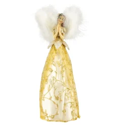 10" Gold and White Angel Christmas Tree Topper, Unlit