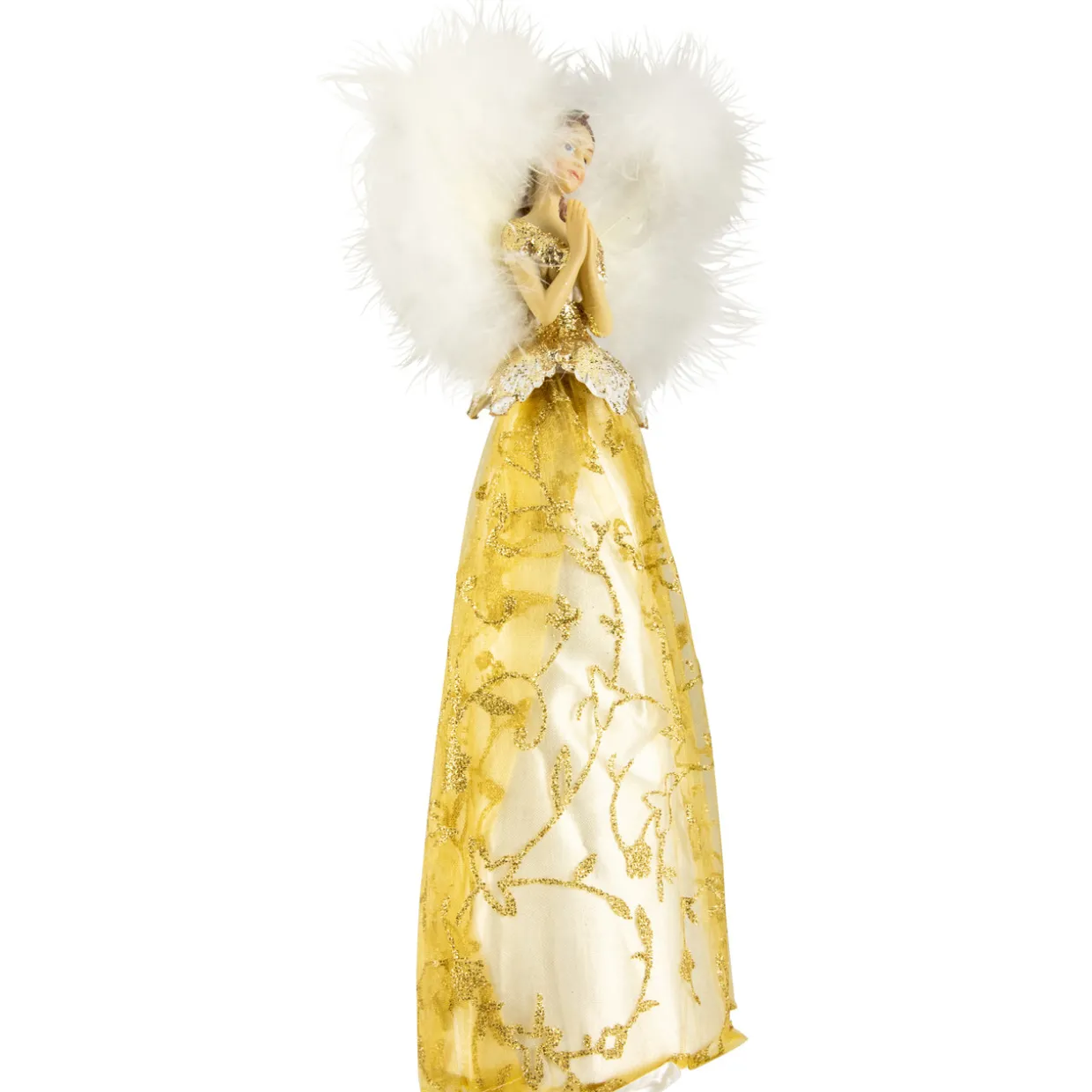 10" Gold and White Angel Christmas Tree Topper, Unlit