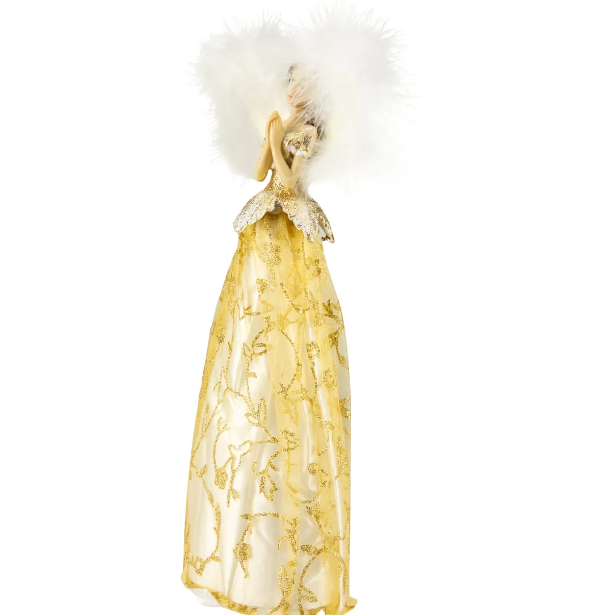 10" Gold and White Angel Christmas Tree Topper, Unlit