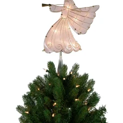 10" Gold Angel Tree Topper, Warm White Lights