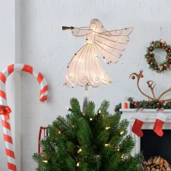 10" Gold Angel Tree Topper, Warm White Lights