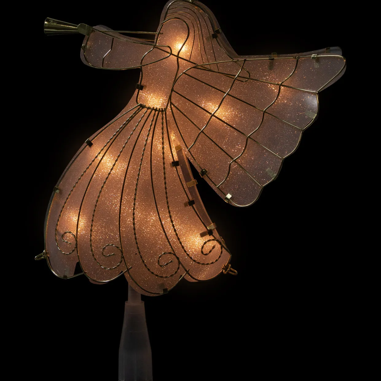 10" Gold Angel Tree Topper, Warm White Lights