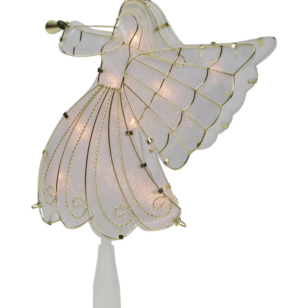 10" Gold Angel Tree Topper, Warm White Lights