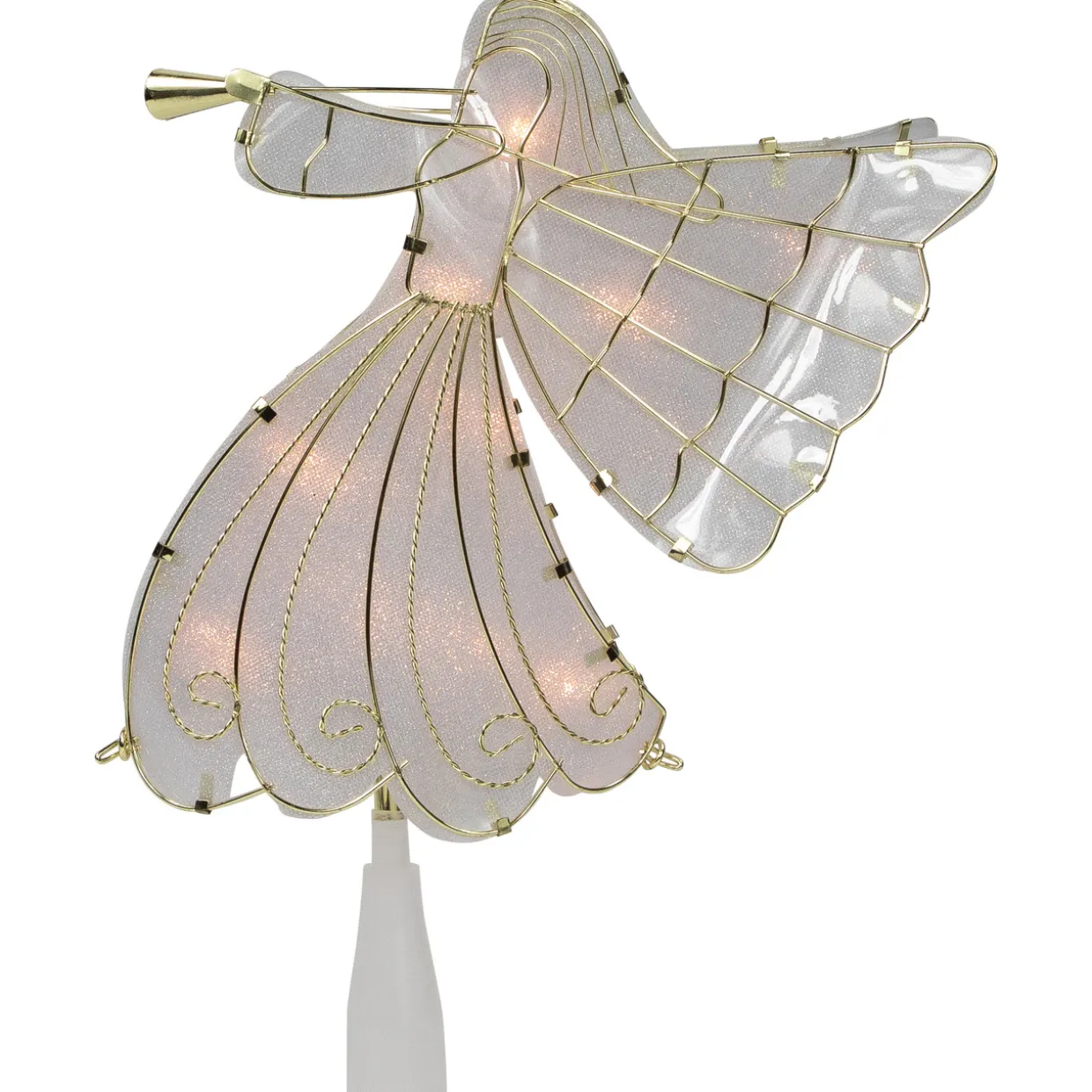 10" Gold Angel Tree Topper, Warm White Lights