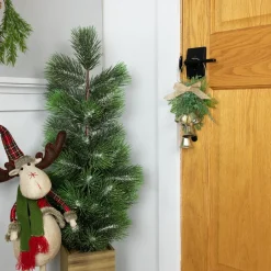 11.25" Gold Bells Christmas Door Hanger with Burlap Bow