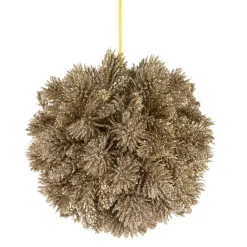 6" Gold Glittered Pine Christmas Ball Ornament