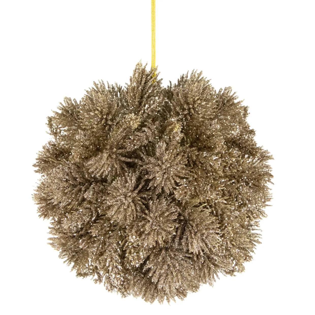 6" Gold Glittered Pine Christmas Ball Ornament