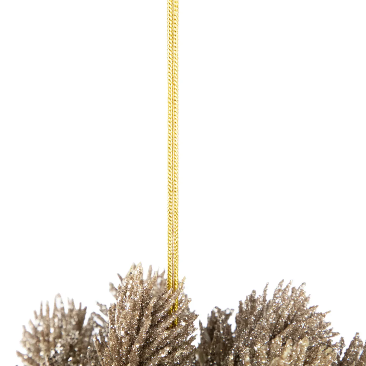 6" Gold Glittered Pine Christmas Ball Ornament