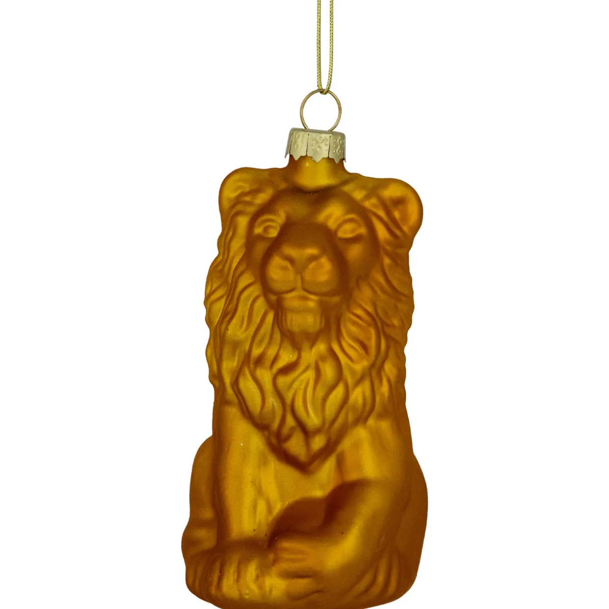 2.5" Gold Lion Glass Christmas Ornament