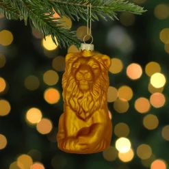 2.5" Gold Lion Glass Christmas Ornament