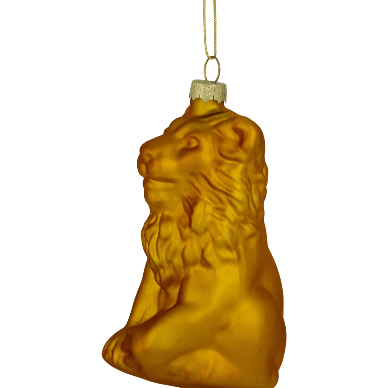 2.5" Gold Lion Glass Christmas Ornament