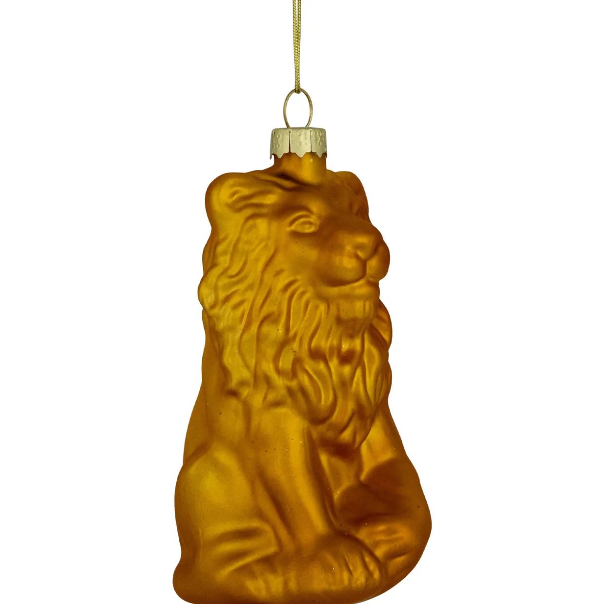 2.5" Gold Lion Glass Christmas Ornament
