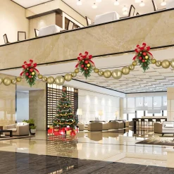 6' Gold Shiny and Matte Shatterproof Ball Christmas Swag