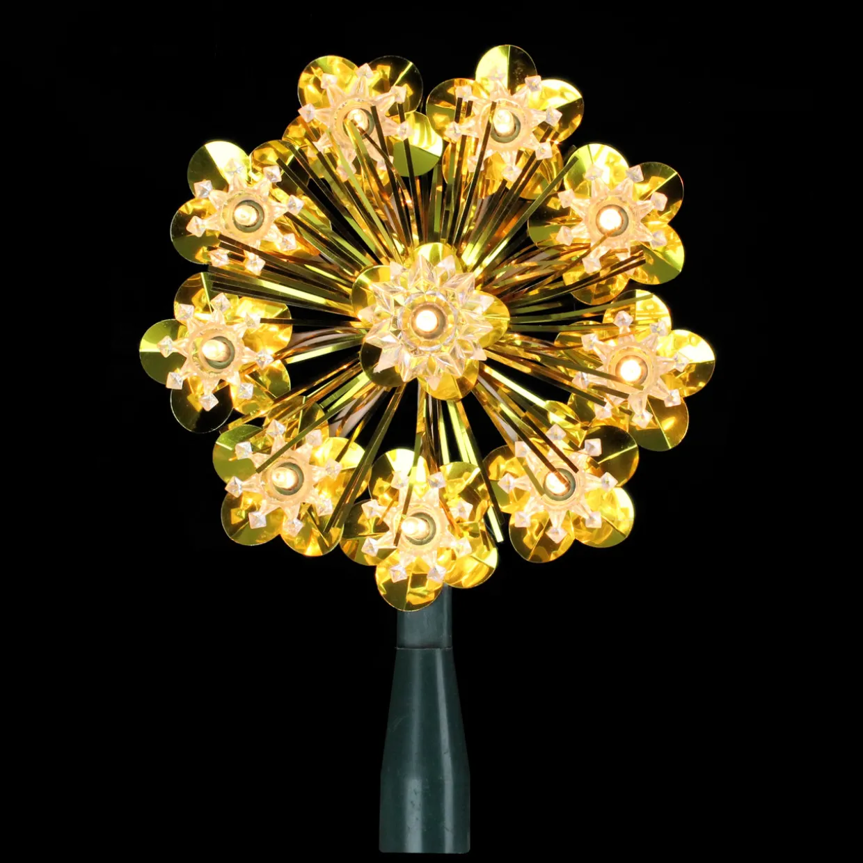 5.5" Gold Snowflake Starburst Christmas Tree Topper - Clear Lights