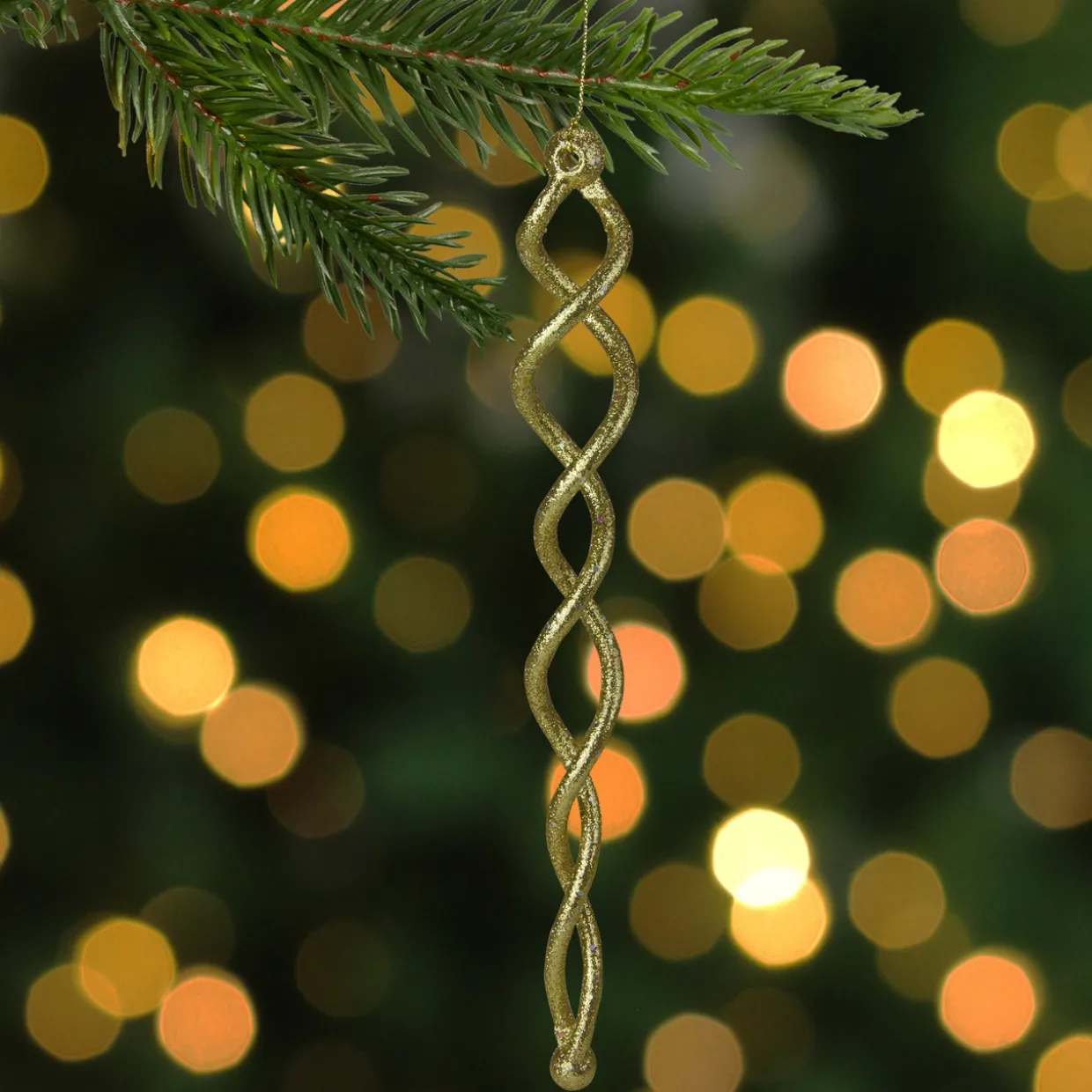 8.5" Gold Spiral Icicle Hanging Christmas Ornament