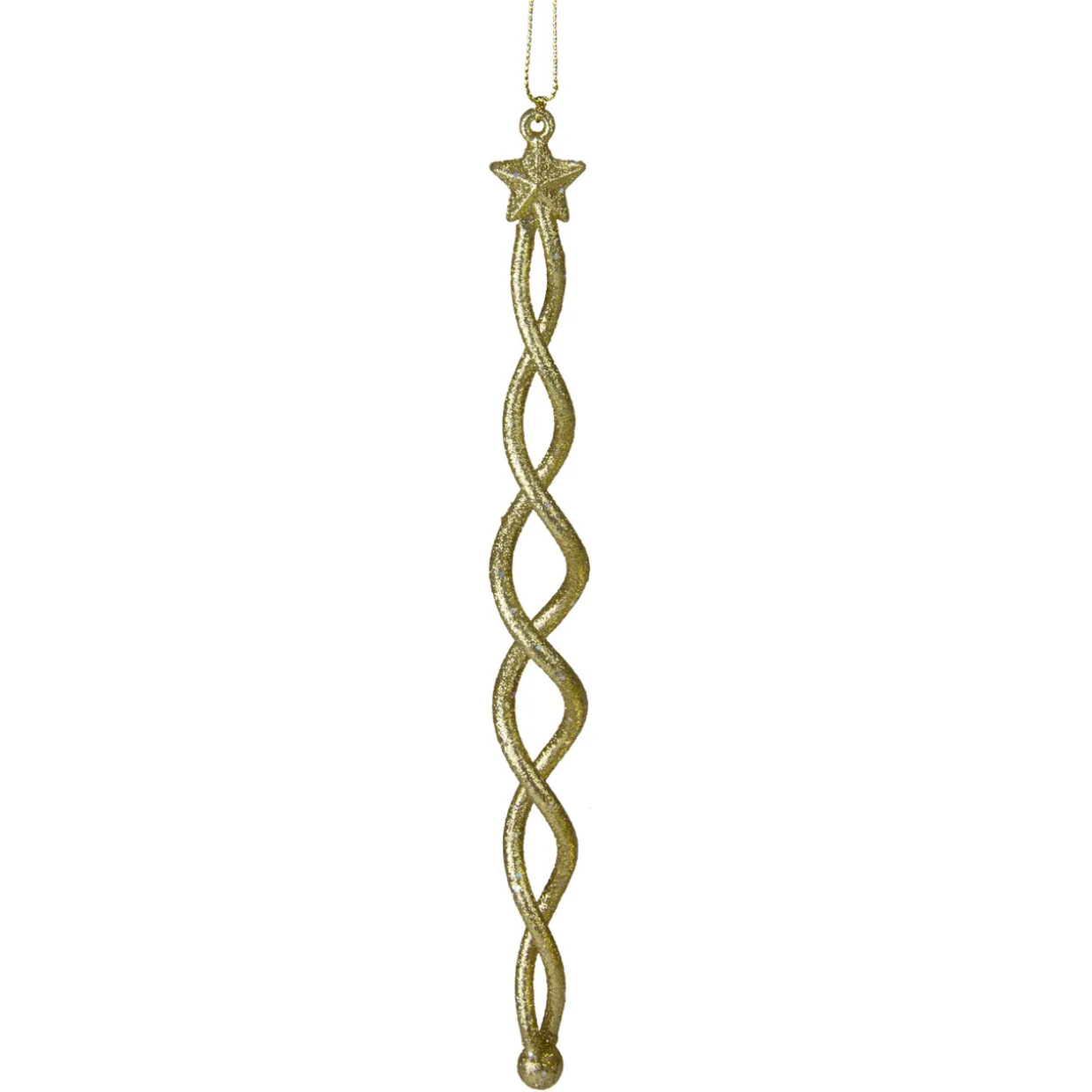 8.75" Gold Spiral Icicle With a Star Christmas Ornament