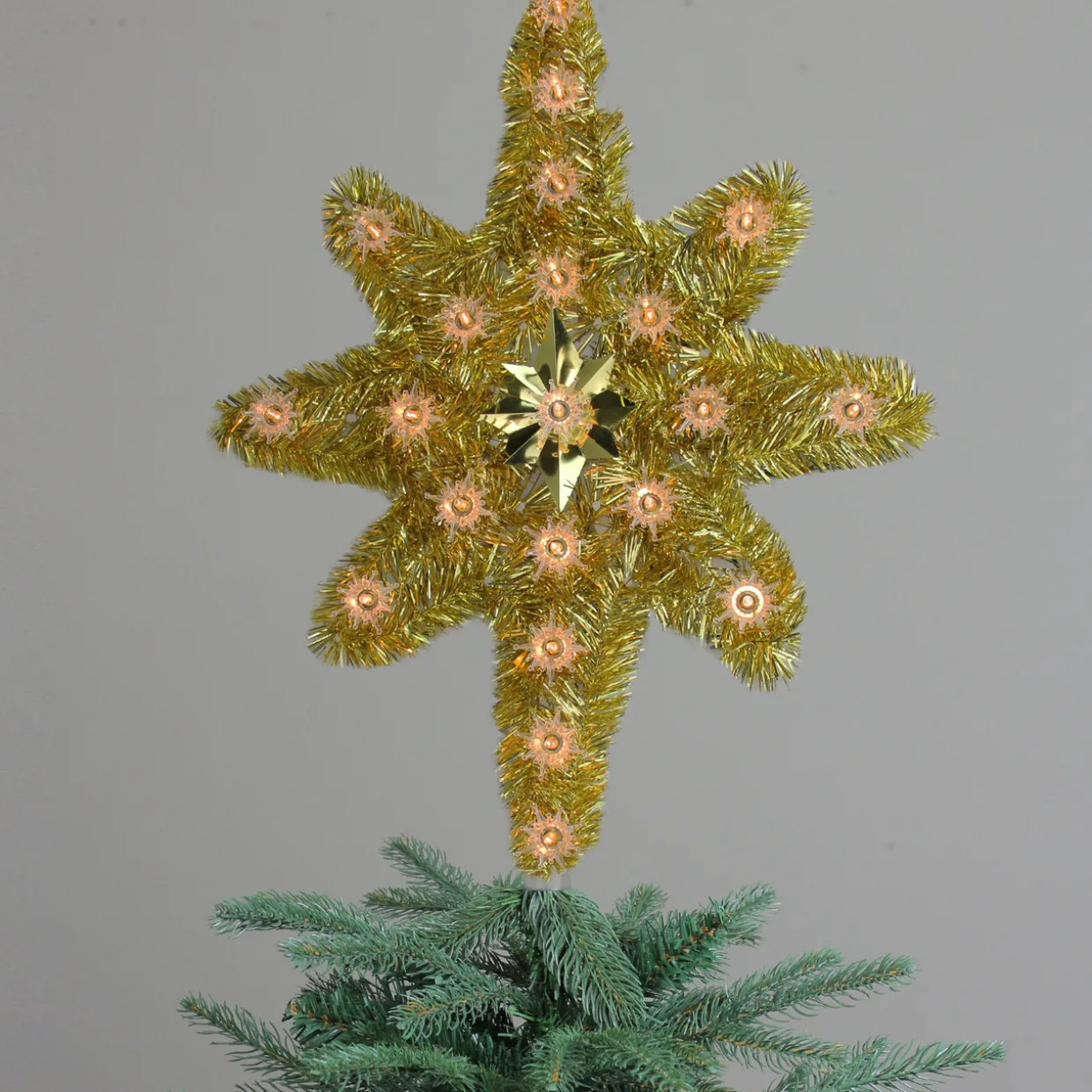 21" Gold Star of Bethlehem Christmas Tree Topper - Clear Lights