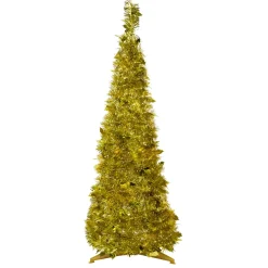 4' Gold Tinsel Pop-Up Artificial Christmas Tree, Unlit