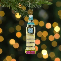 5.5" Golden Big Ben Glittered Glass Christmas Hanging Ornament