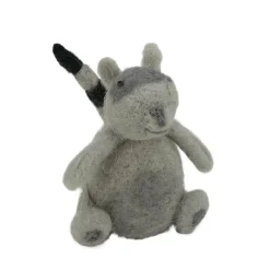 4.5" Gray and Black Wool Raccoon Christmas Ornament