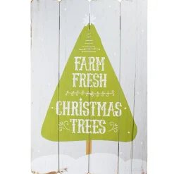 24” Gray and Green Farm Fresh Christmas Trees Wooden Hanging Wall Sign