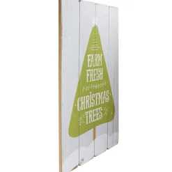 24” Gray and Green Farm Fresh Christmas Trees Wooden Hanging Wall Sign