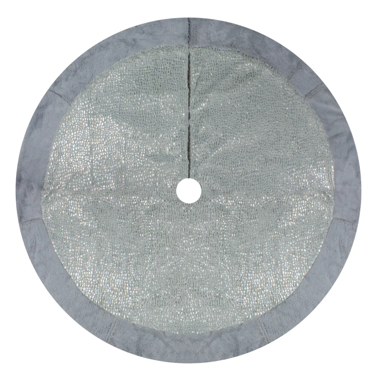 48" Gray and Silver Faux Fur Snake Skin Pattern Christmas Tree Skirt