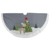 48" Gray and White Deer with Owl Christmas Tree Skirt