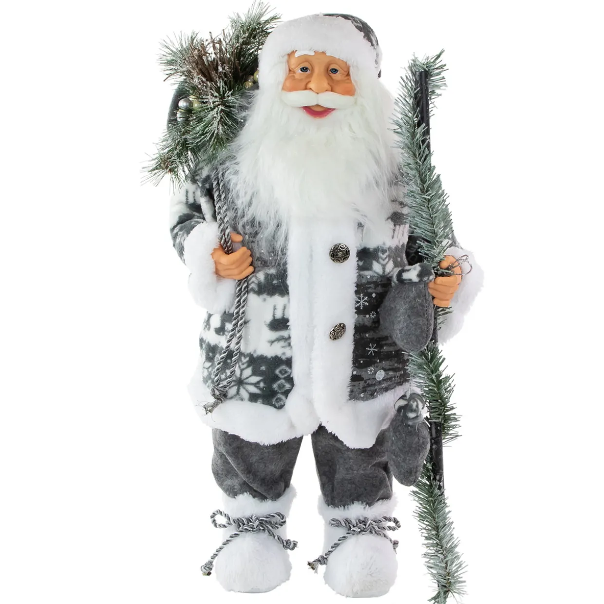24" Gray and White Nordic Santa Claus Christmas Figure