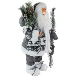 24" Gray and White Nordic Santa Claus Christmas Figure