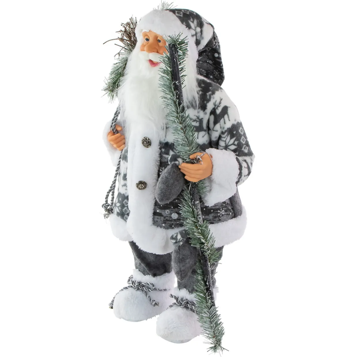 24" Gray and White Nordic Santa Claus Christmas Figure