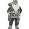 24" Gray and White Santa Claus with Lantern Christmas Figure
