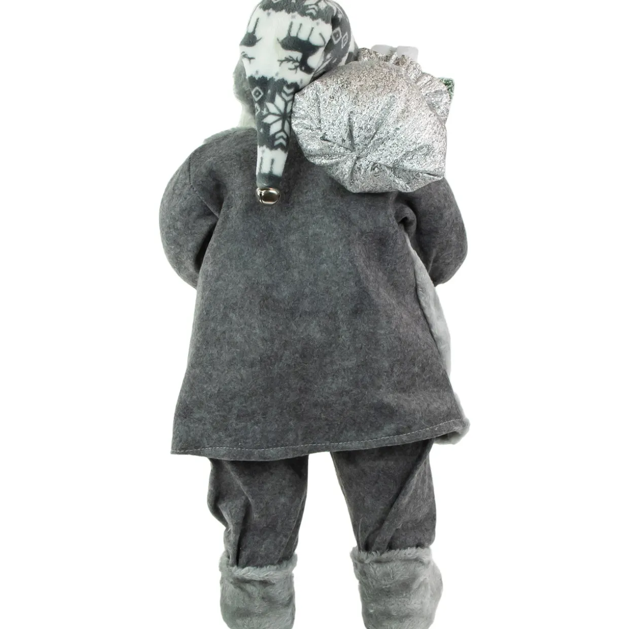 24" Gray and White Santa Claus with Lantern Christmas Figure