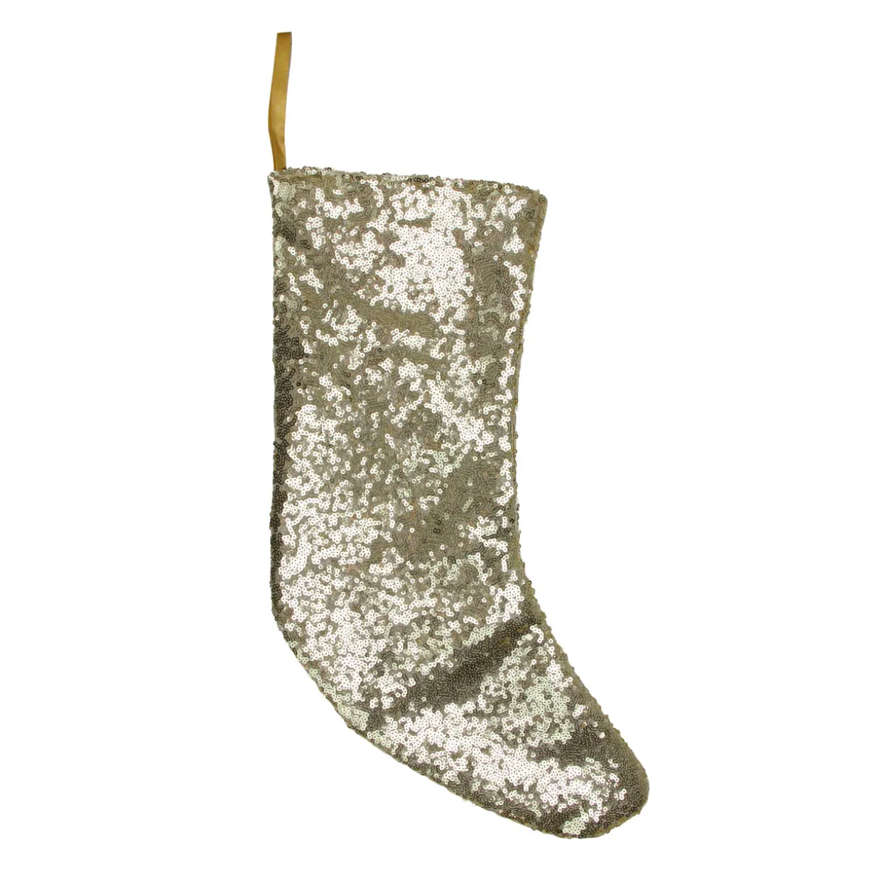 17.5" Gray and White Sequins Accented Christmas Stocking