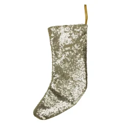17.5" Gray and White Sequins Accented Christmas Stocking