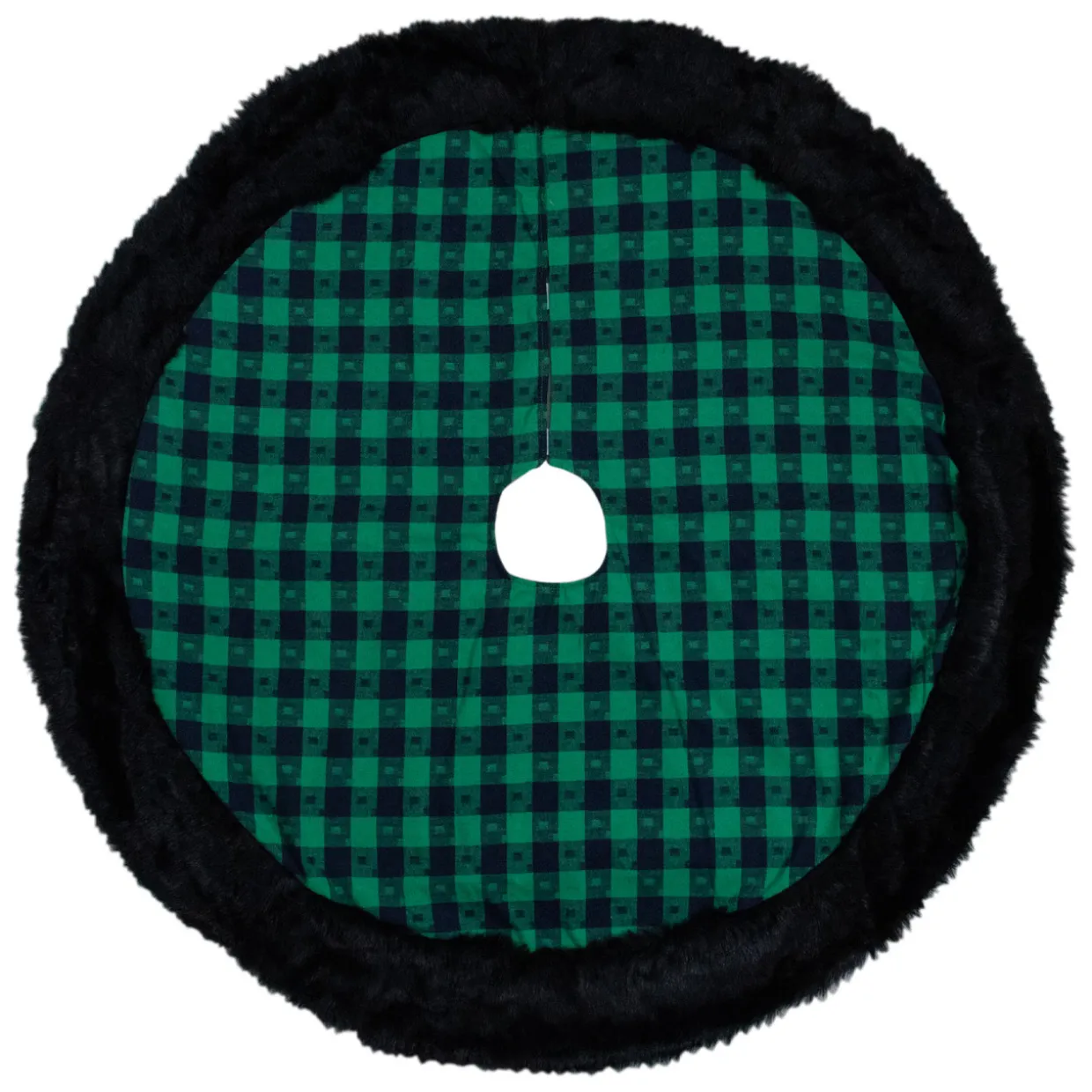 48" Green and Black Plaid Christmas Tree Skirt
