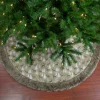 48" Green and Brown Knit Deer and Tree Christmas Tree Skirt