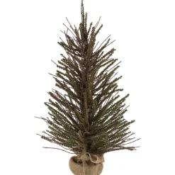 2' Green and Brown Warsaw Twig Artificial Christmas Tree with Burlap Base - Unlit