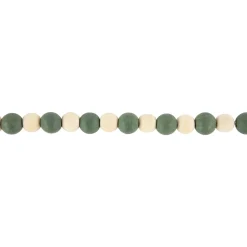 6' Green and Cream Wooden Beads Christmas Garland, Unlit