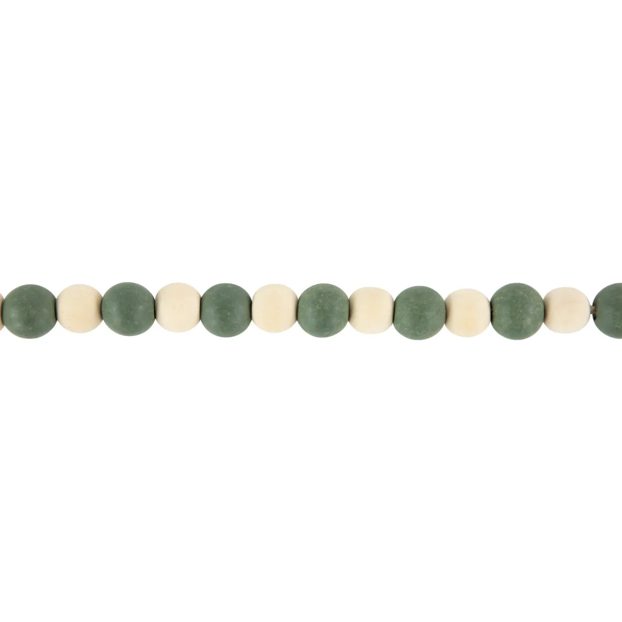 6' Green and Cream Wooden Beads Christmas Garland, Unlit