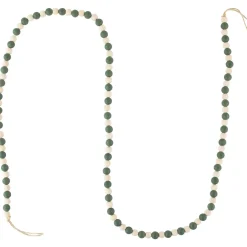 6' Green and Cream Wooden Beads Christmas Garland, Unlit