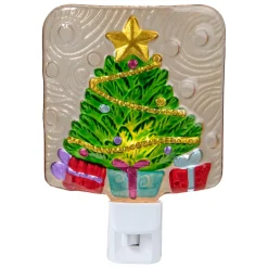 4" Green and Gold Christmas Tree Night Light