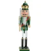 24" Green and Gold Christmas Nutcracker King with Sword