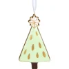 4.5" Green and Gold Christmas Tree Hanging Ornament