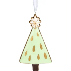 4.5" Green and Gold Christmas Tree Hanging Ornament