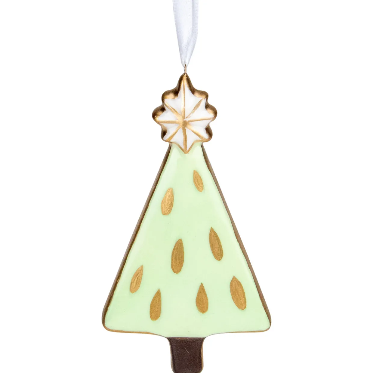 4.5" Green and Gold Christmas Tree Hanging Ornament