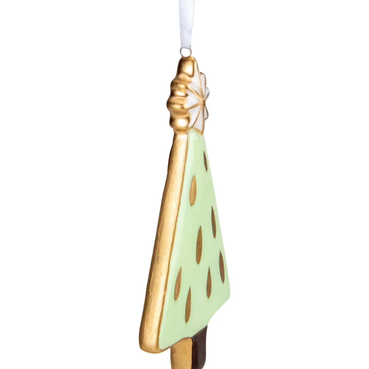 4.5" Green and Gold Christmas Tree Hanging Ornament