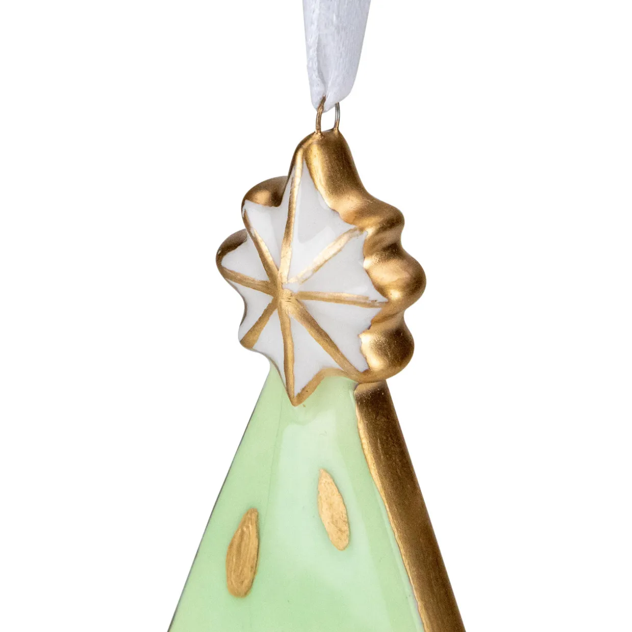 4.5" Green and Gold Christmas Tree Hanging Ornament